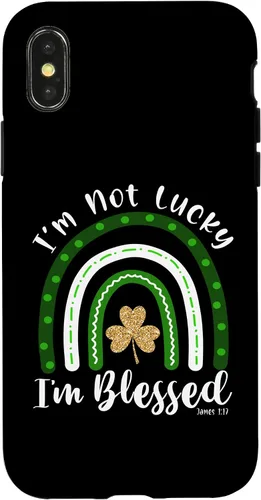 Vista 4 de iPhone 15 St Patricks day I'm not Lucky I'm Blessed Rainbow - Funda para mujer