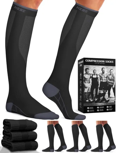 Vista 131 de Paquete de 3 pares de calcetines de compresión médica para mejorar la circulación de mujeres y hombres, para correr, hacer deporte y amamantar