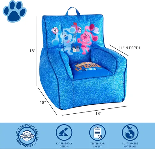 Vista 3 de Idea Nuova Nickelodeon Blue's Clues - Puf de nailon para niños pequeños con ribetes y asa de transporte superior, grande