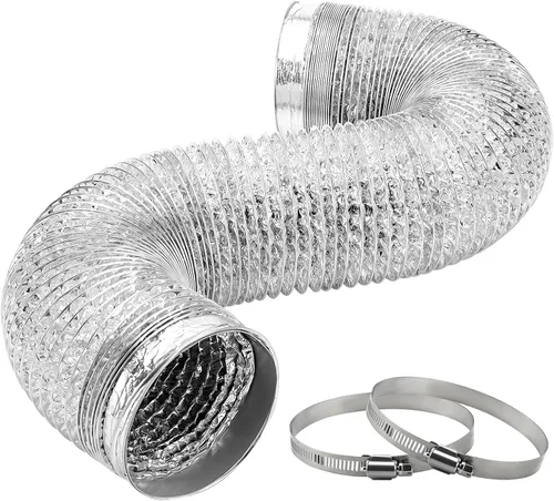 Vista 8 de Cenipar Manguera de ventilación para secadora, manguera de ventilación de conductos de 4 pulgadas, lámina de aluminio flexible sin aislamiento