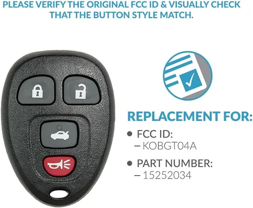 Vista 4 de Llavero de auto con control remoto para entrada sin llave de repuesto para Select Malibu Cobalto Lacrosse Grand Prix, modelos G5, G6 que usan
