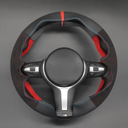 Vista 4 de MEWANT - Funda para volante de automóvil cosida a mano de Athsuede para BMW F87 M2 F80 M3 F82 M4 M5 F12 F13 M6 F85 X2 X5 M F86 X6 M F33 F30 M