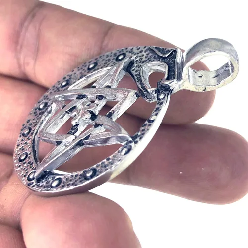 Vista 5 de Celtic VIking Jewelry Ouroboros unicursal Dragón Serpent Naga Bakunawa Pagan Peltre Collar con colgante para hombre de buena suerte amuleto