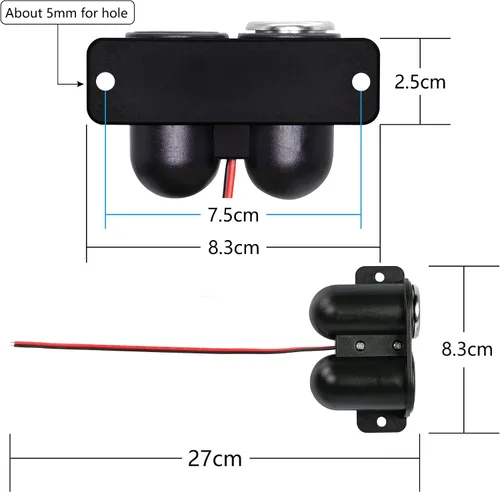 Vista 6 de Enchufe USB para encendedor de cigarrillos de 12 V, doble salida USB con cubierta para encendedor y cable, para automóvil, camión, RV, teléfono, etc