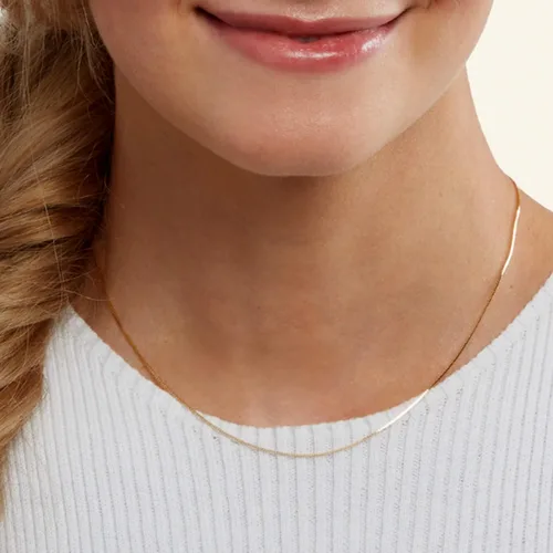 Vista 4 de Jewelry Affairs 10k Real Solid Gold Mirror Box Style Chain Necklace, 0.45mm
