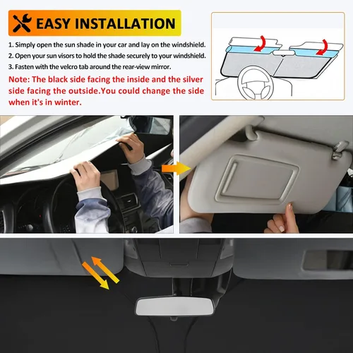 Vista 5 de D-Lumina - Parasol delantero Winshield para to-yota Tundra 2007-2021 Negro - Tundra 2007-2021