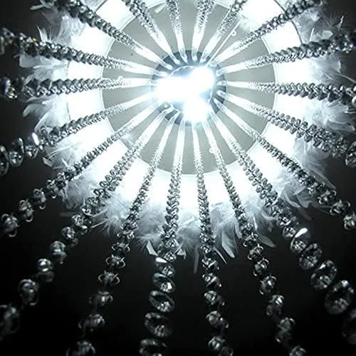 Vista 5 de Lámpara de techo moderna colgante de cristal plumas blancas, lámpara de techo, bombilla dormitorio, accesorios, 27.6 * 33.1 in