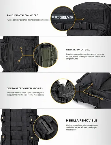 Vista 5 de IDOGEAR Mochila táctica de hidratación MOLLE bolsa de vejiga de agua, mini mochila YKK cremallera senderismo camping entrenamiento al aire libre