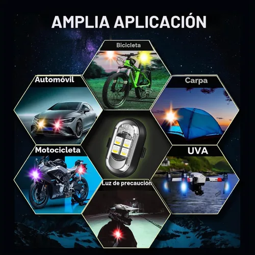 Vista 3 de Luces Estroboscópicas de Advertencia LED Inalámbricas Mejoradas de 4 Lámparas de Alta Luminosidad de 4 Grupos 8 Colores, Luces Impermeables