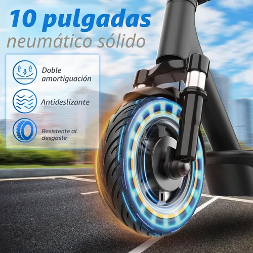 Vista 6 de Electric Scooter, 500W Motor, 28 Miles Range, Dual Suspensions Neumáticos sólidos de 10 pulgadas, velocidad máxima de 22 Mph, scooter plegable