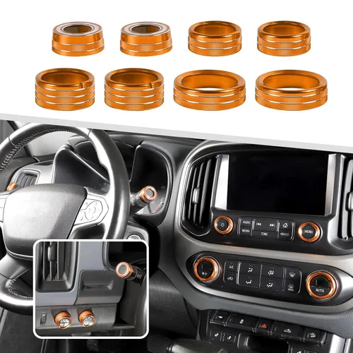 Vista 9 de Jimen Compatible con Chevrolet Colorado/GMC Canyon 2014-2022, 8 piezas de botón de CA de volumen de audio de consola central, intermitente e Negro