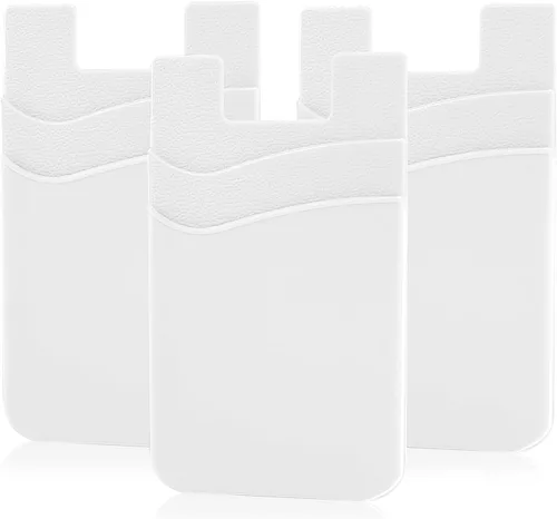 Vista 9 de SS Billetera negra para teléfono, tarjetero adhesivo para iPhone, Samsung Galaxy y cualquier teléfono inteligente, paquete de 3 Negro Negro Negro