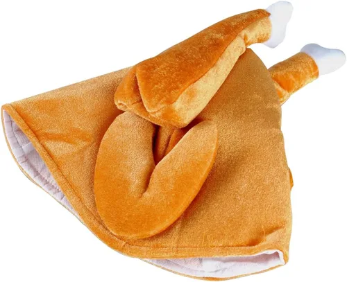 Vista 4 de BinaryABC Thanksgiving Plush Turkey Hat,Roasted Turkey Hats,Thanksgiving Day Costume Party Accessory (Brown)