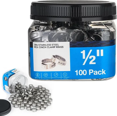 Vista 7 de Paquete de 100 anillos de abrazadera Pex de 1/2 pulgada, acero