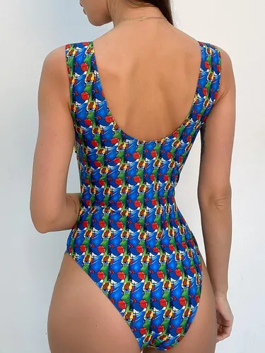 Vista 5 de Body de fiesta para mujer, color neón, pintura abstracta, traje de baño sexy de una pieza para baile, festival de música, ropa rave