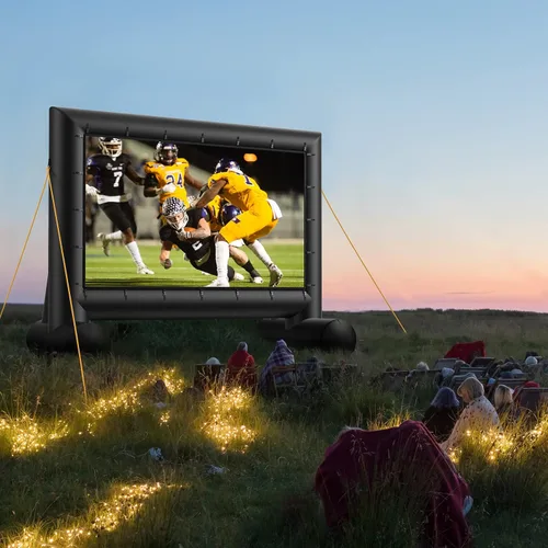 Vista 7 de Amada AMPJ04 - Pantalla de cine inflable para exteriores de 14 pies, pantalla de proyector con aire rápido de bajo ruido, compatible con proyección