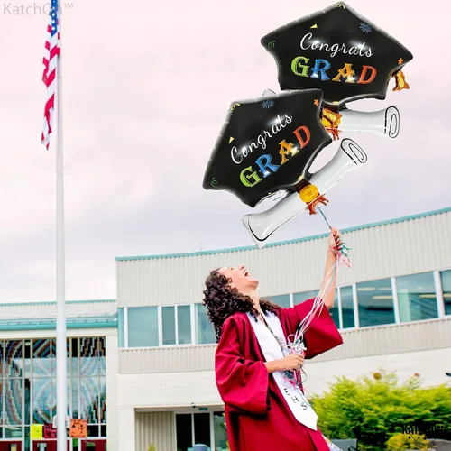 Vista 8 de Globos de graduación clase de 2026 – Grandes 24 pulgadas, decoraciones de graduación 2026 Globos de gorra de graduación, globos de sombrero