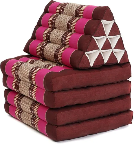 Vista 2 de Leewadee Cómodo colchón japonés de suelo, cama tailandesa con cojín triangular, colchón futón, tapete de masaje tailandés extra largo, 89 x 20 Rosa