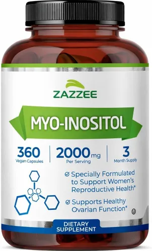 Vista 11 de Myo-Inositol para SOP, 120 cápsulas vegetarianas, 0.07 oz por ración, vegetarianos/veganos, potente apoyo SOP, fertilidad y reproductiva