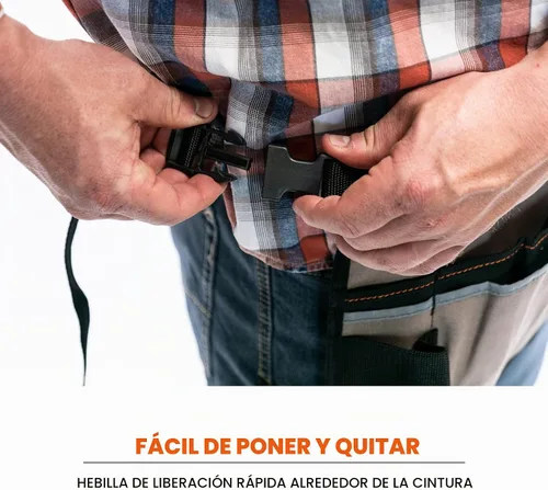Vista 5 de Ergodyne Arsenal 5706 Delantal de cintura de lona con 13 bolsillos para herramientas, gris