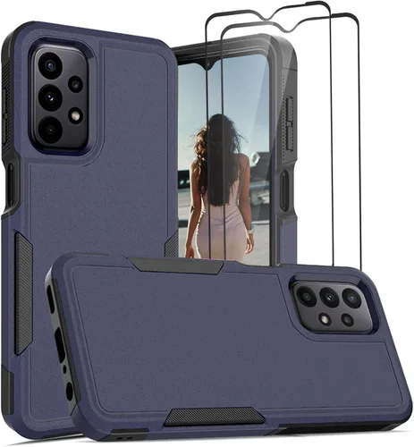 Vista 180 de Jeylly Compatible con Samsung Galaxy A22 5G Funda, Funda Samsung A22 5G con 2pcs protectores de pantalla de vidrio templado