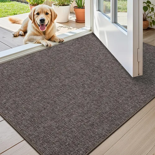 Vista 34 de Color&Geometry - Tapete para puerta delantera de 26 x 47 pulgadas, atrapador de suciedad con parte trasera de goma ultra antideslizante, perfil Caqui