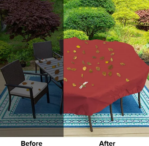 Vista 47 de Fundas para muebles de patio, impermeables, resistentes a los rayos UV, resistentes a los rayos UV, para exteriores, mesa redonda y rectangular