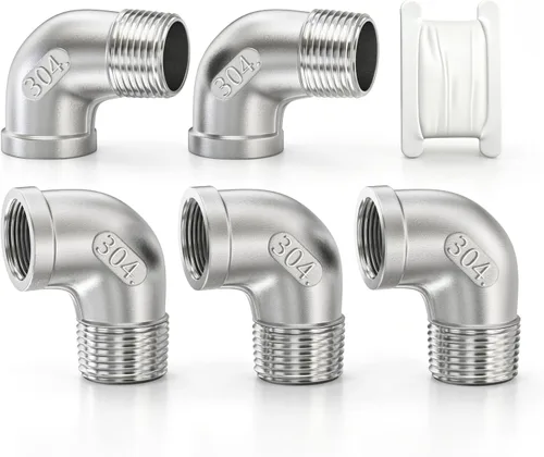 Vista 24 de TAISHER 2 piezas de acero inoxidable 304 accesorios de codo de 90 grados, tubo hembra NPT de 1 pulgada a 1 pulgada NPT hembra 304 accesorio