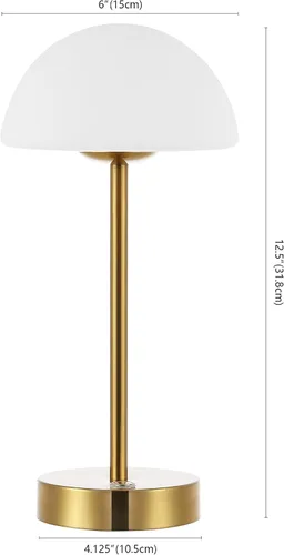 Vista 6 de JONATHAN Y Lámpara de mesa LED portátil recargable moderna de 12.5 pulgadas, latón/blanco, lámpara de acento táctil regulable inalámbrica