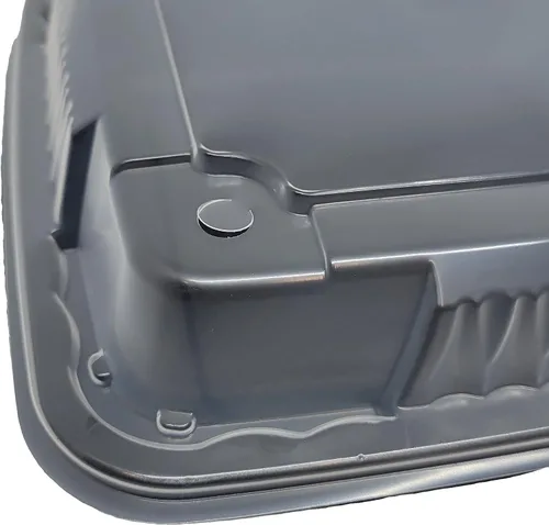 Vista 2 de [75 juegos] Bandeja de servir de PP Pebble Box y tapa ventilada (9 x 9 pulgadas, 1 compartimento), caja de almuerzo, contenedor de alimentos