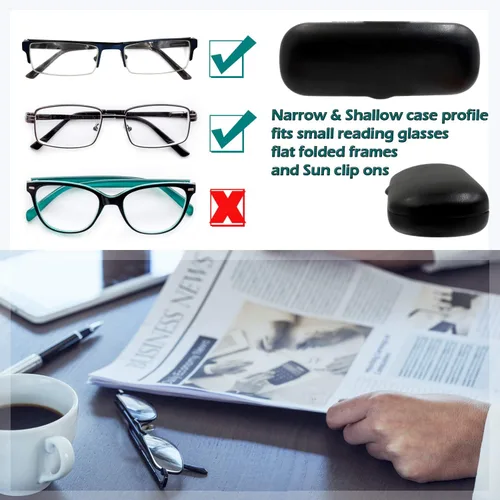 Vista 4 de MyEyeglassCase Estuche para gafas pequeñas para hombre, estuche rígido para lentes y estuche para lectura de tela, estuche delgado y estrecho