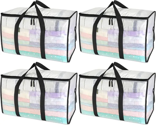 Vista 29 de BALEINE Paquete de 2 bolsas de mudanza de gran tamaño con asas reforzadas, bolsa de almacenamiento resistente para ropa, suministros de mudanza