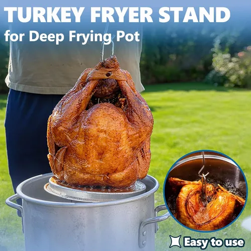 Vista 4 de Kit de soporte para freidora de pavo SafBbcue Soporte vertical para asar pollo con estante para pollo Asador con soporte para pavo Kit de accesorios