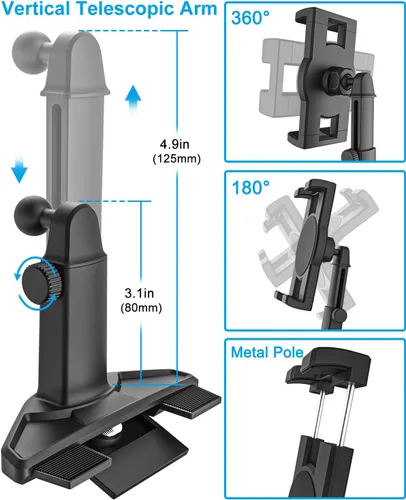 Vista 3 de GDZN Soporte para tableta para ranura de CD de automóvil, altura ajustable, soporte para tableta con brazo telescópico compatible con iPad Pro 12.9