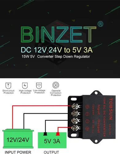 Vista 5 de Convertidor CC Regulador reductor 5V Regulado Fuentes de alimentación Convertidor de transformador (5V 3A 15W)