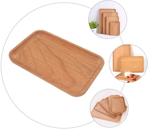 Vista 3 de Cabilock Organizador de frutas de madera maciza, bandeja decorativa para servir pasteles, postres, soporte de exhibición de vajilla de madera
