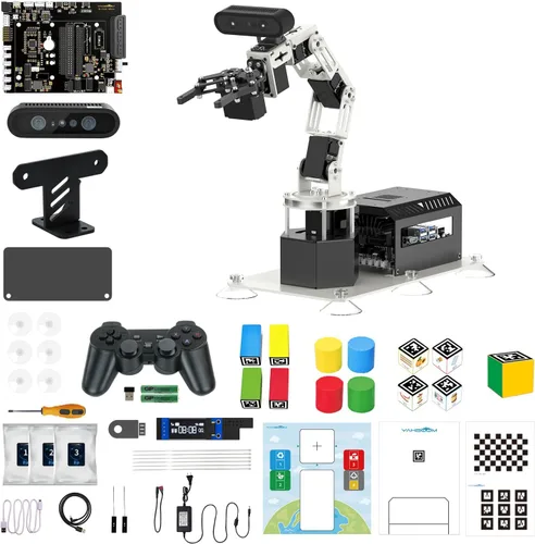 Vista 18 de Yahboom 6DOF Kit de brazo robótico de programación 3D, agarre adaptativo 3D, inteligencia incorporada, modelo de IA grande para ingenieros mecánicos