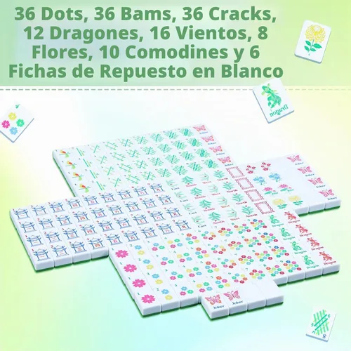 Vista 4 de Ceenna American Mahjong Set Completo 160 Piezas, Espalda Verde