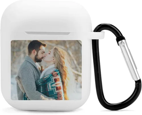 Vista 2 de Funda personalizada para Airpods con diseño de llavero, logotipo y foto, funda personalizada para Airpod para prevención de arañazos en otoño, funda