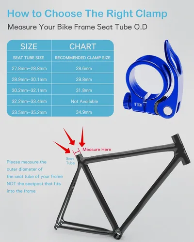 Vista 3 de CUNCUI Abrazaderas de asiento de bicicleta 2pc-azul oscuro, 1.252 in