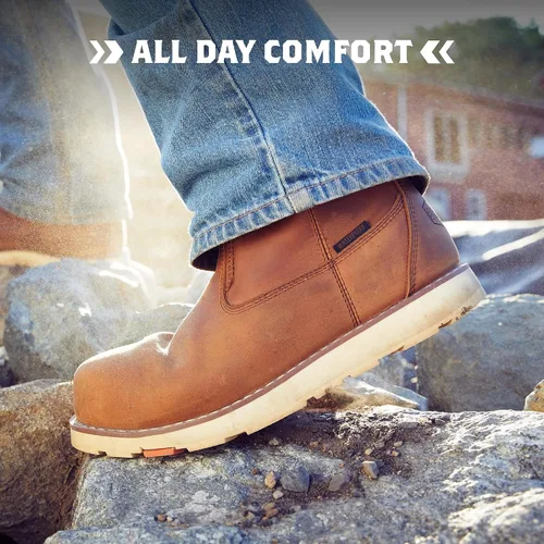 Vista 2 de BRUNT Bolduc (Punta Comp) - Marrón - Bota de Trabajo Wellington Impermeable de Cuña con Tiradores de 9" - Clasificación EH - Resistente a