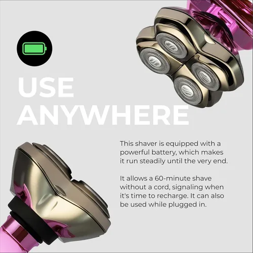 Vista 6 de Skull Shaver Butterfly Kiss PRO - Afeitadora eléctrica para mujeres para línea del bikini, piernas y cuerpo - Uso húmedo y seco - Hojas ergonómicas