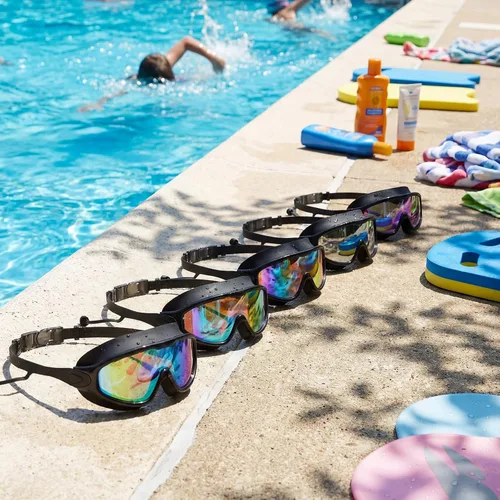 Vista 4 de Sabary Paquete de 12 gafas de natación a granel para adultos, visión amplia, sin fugas, antiniebla, gafas de natación con tapones para los oídos