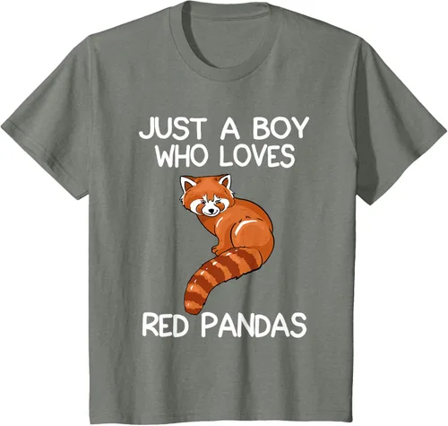 Vista 104 de Just A Boy Who Loves Red Pandas Gift - Camiseta con diseño de panda roja, Negro, S