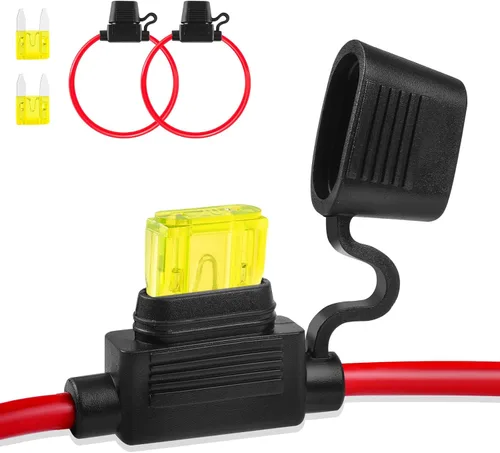 Vista 11 de Portafusibles en línea 12V, paquete de 2, portafusibles de hoja impermeable de 8 AWG de 11.8 pulgadas, portafusibles en línea 12V con 2 fusibles