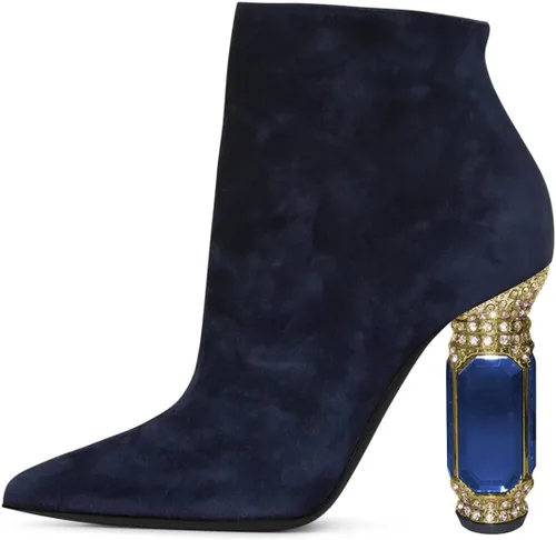 Vista 36 de FSJ Botas de tacón alto con punta puntiaguda para mujer, con tacón alto, con cremallera lateral brillante, estilo casual, para uso diario, zapatos