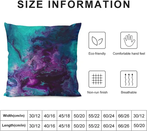 Vista 2 de Funda de almohada de terciopelo nebuloso de galaxia, turquesa, morado, verde azulado, funda de almohada cuadrada, decoración del hogar para cama