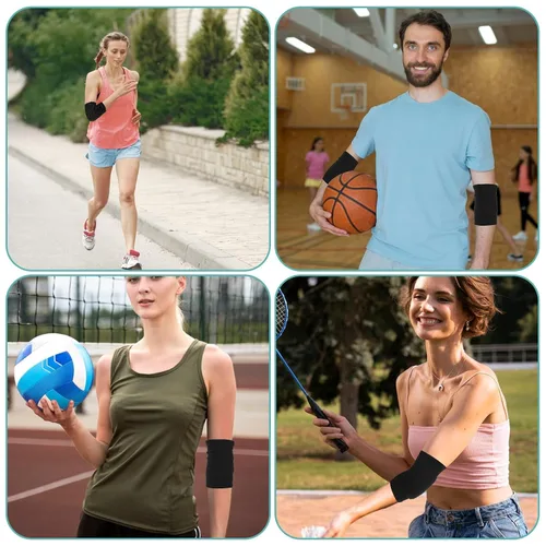 Vista 7 de 1 par de almohadillas para brazos, protector de codo con acolchado de esponja gruesa, transpirable, anticolisión, voleibol, baloncesto, tenis