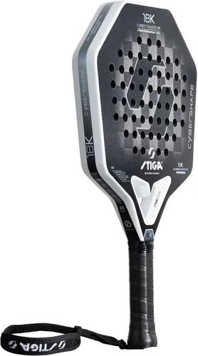 Vista 3 de STIGA Raqueta de pádel 18K Cybershape, hoja de fibra de carbono, hoja media defensiva para jugadores controlados de alta velocidad avanzados