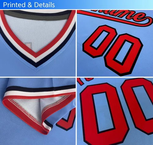 Vista 4 de Camiseta de béisbol personalizada con cuello en V para hombres, mujeres y jóvenes, camisetas de béisbol personalizadas con costuras o estampadas